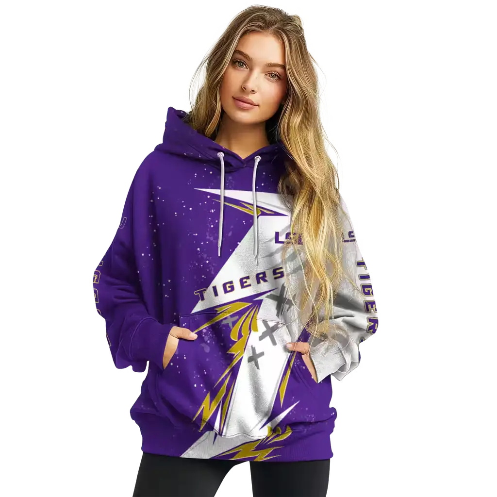 lsu tigers dynamic slash purple white hoodie high quality lsu tigers dynamic slash purple white hoodie high quality