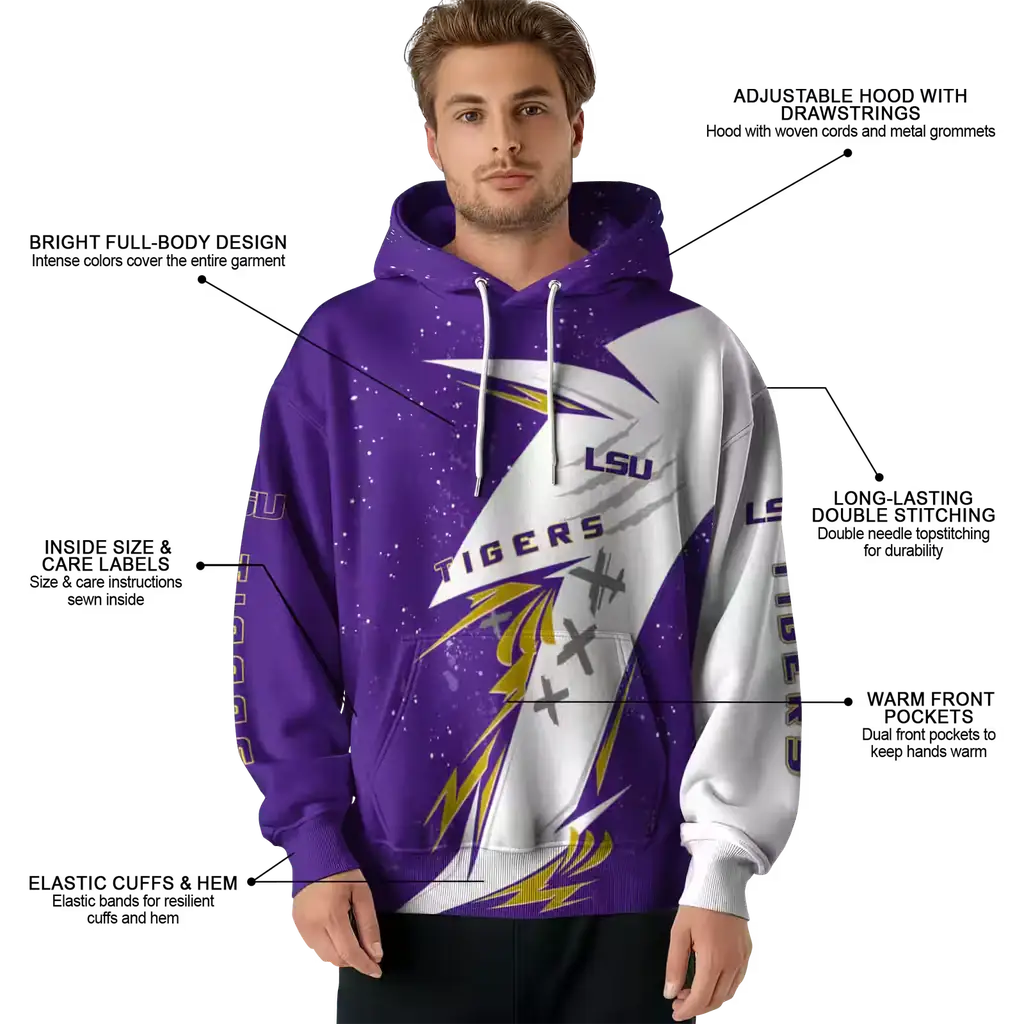 lsu tigers dynamic slash purple white hoodie latest model lsu tigers dynamic slash purple white hoodie latest model