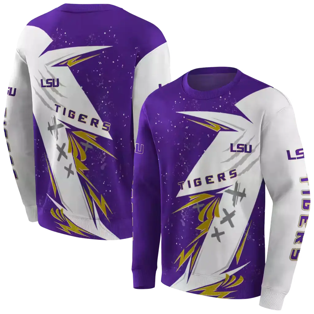 lsu tigers dynamic slash purple white hoodie premium grade lsu tigers dynamic slash purple white hoodie premium grade