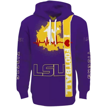 lsu tigers football heartbeat purple hoodie best selling