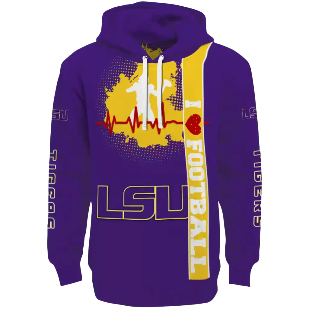 lsu tigers football heartbeat purple hoodie best selling lsu tigers football heartbeat purple hoodie best selling