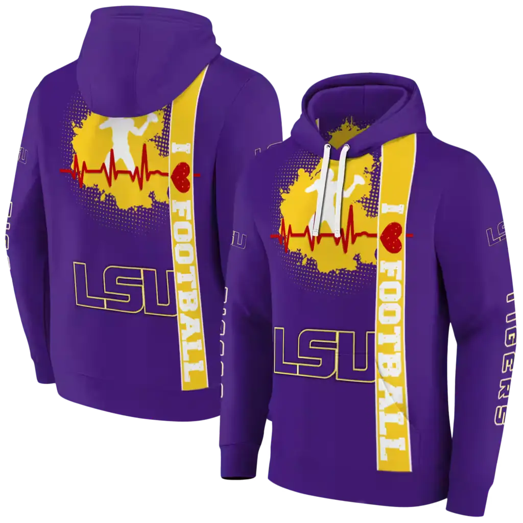 lsu tigers football heartbeat purple hoodie fashion forward lsu tigers football heartbeat purple hoodie fashion forward
