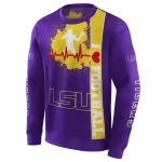 lsu tigers football heartbeat purple hoodie best selling