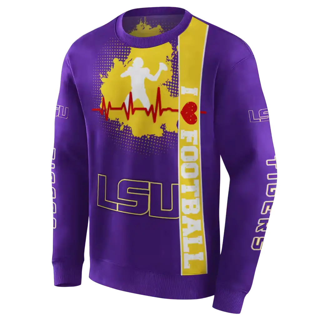 lsu tigers football heartbeat purple hoodie new arrival lsu tigers football heartbeat purple hoodie new arrival