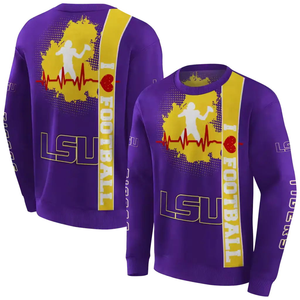 lsu tigers football heartbeat purple hoodie premium grade lsu tigers football heartbeat purple hoodie premium grade