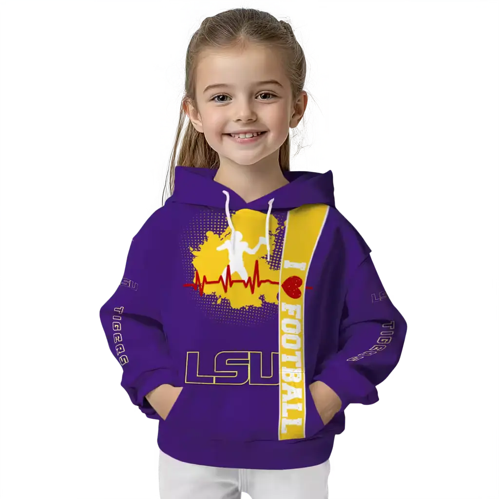 lsu tigers football heartbeat purple hoodie top rated lsu tigers football heartbeat purple hoodie top rated