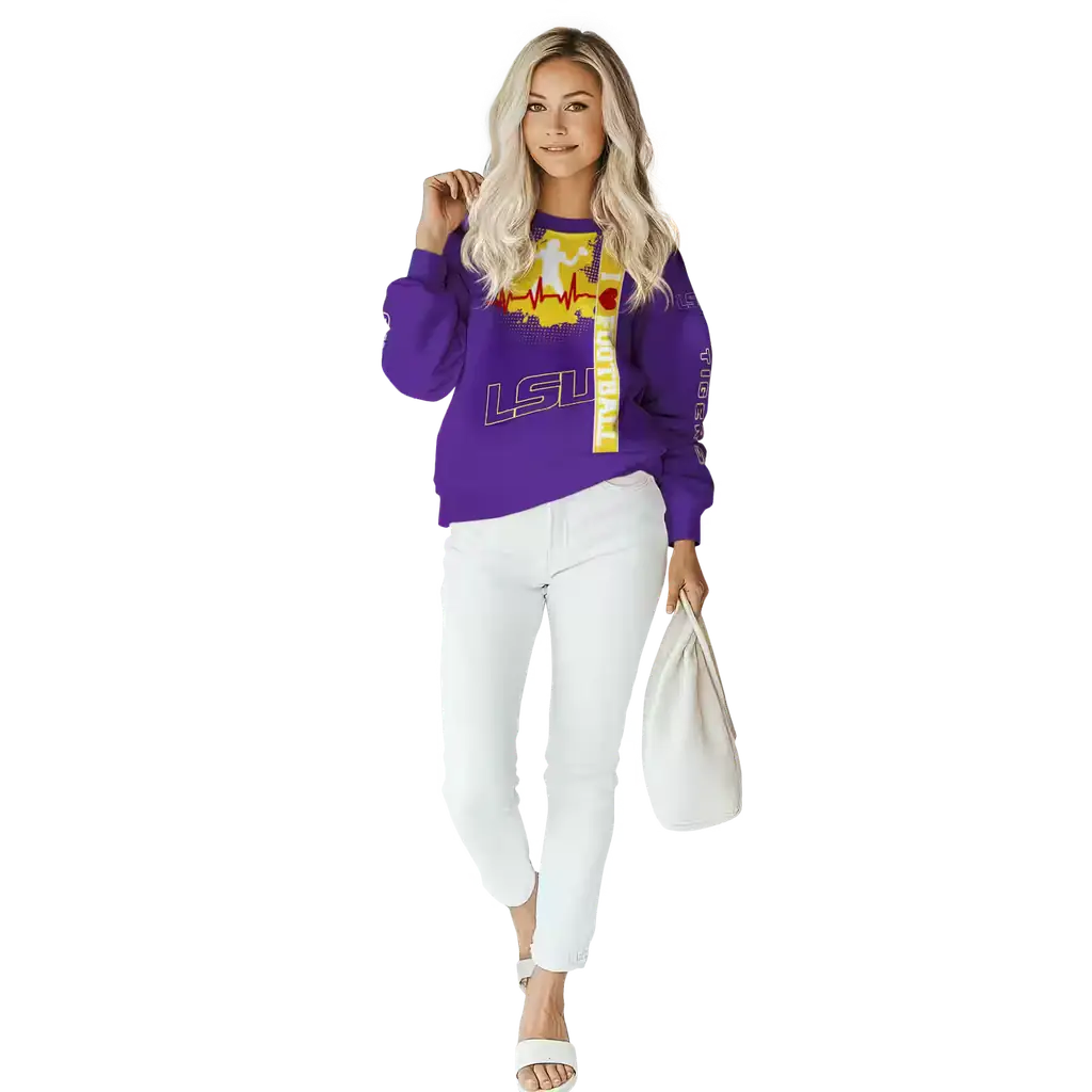 lsu tigers football heartbeat purple hoodie trendy lsu tigers football heartbeat purple hoodie trendy