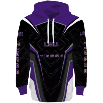 lsu tigers futuristic pattern purple black hoodie best selling
