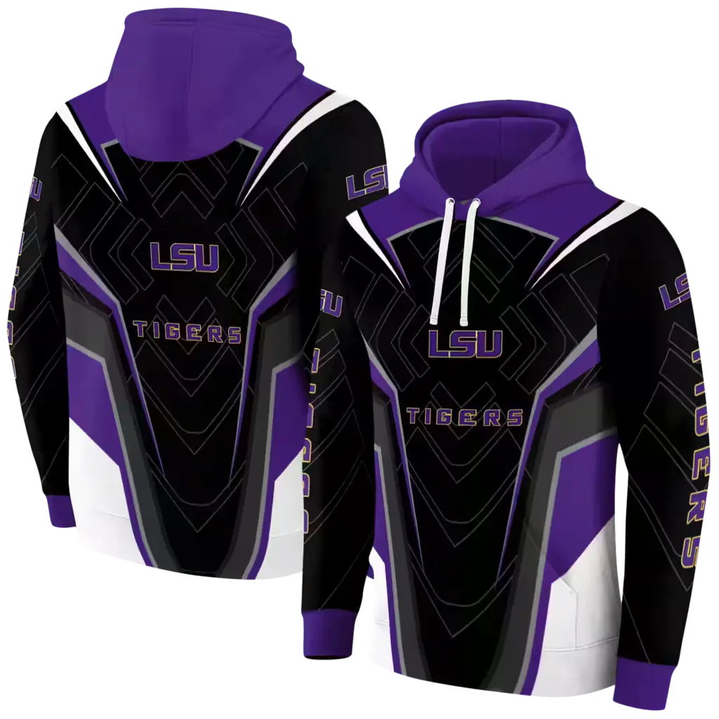 lsu tigers futuristic pattern purple black hoodie fashion forward lsu tigers futuristic pattern purple black hoodie fashion forward