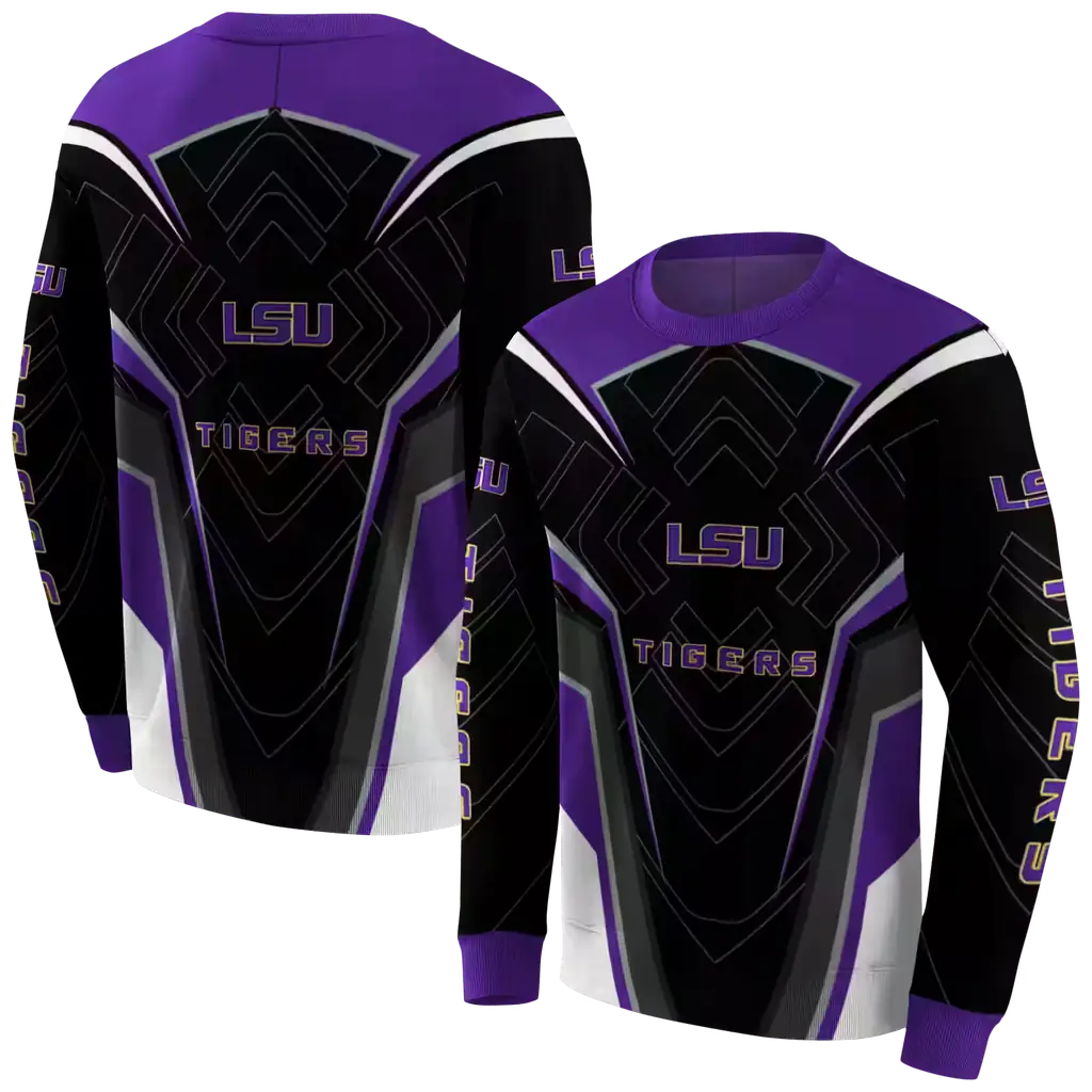 lsu tigers futuristic pattern purple black hoodie premium grade lsu tigers futuristic pattern purple black hoodie premium grade