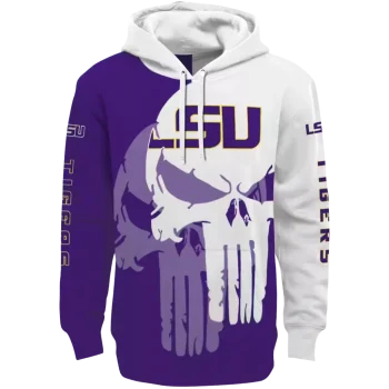 lsu tigers graphic punisher purple white hoodie best selling