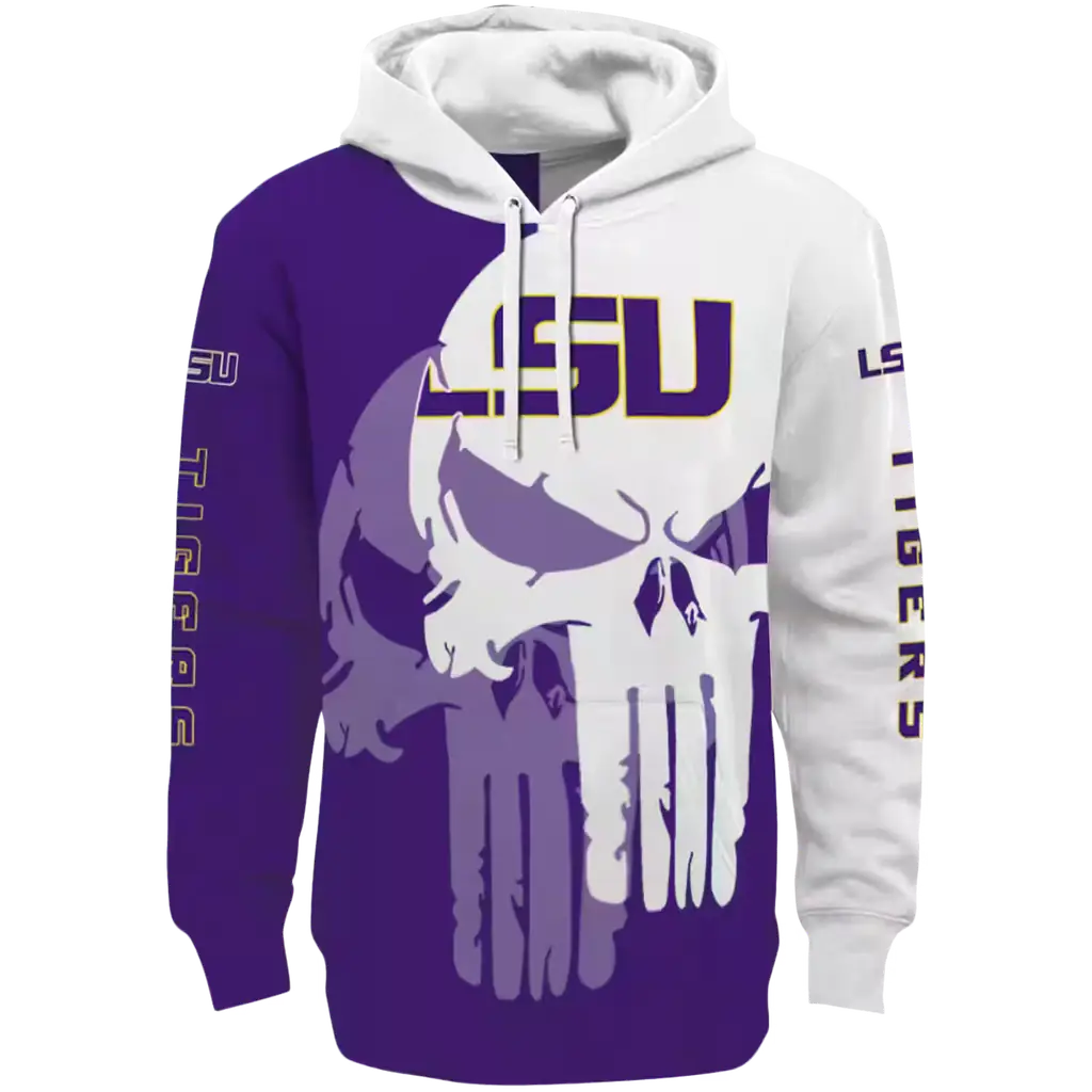 lsu tigers graphic punisher purple white hoodie best selling lsu tigers graphic punisher purple white hoodie best selling