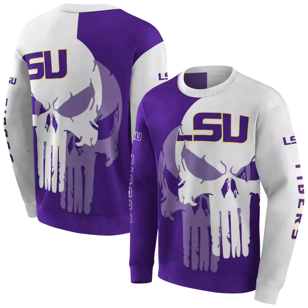 lsu tigers graphic punisher purple white hoodie premium grade lsu tigers graphic punisher purple white hoodie premium grade