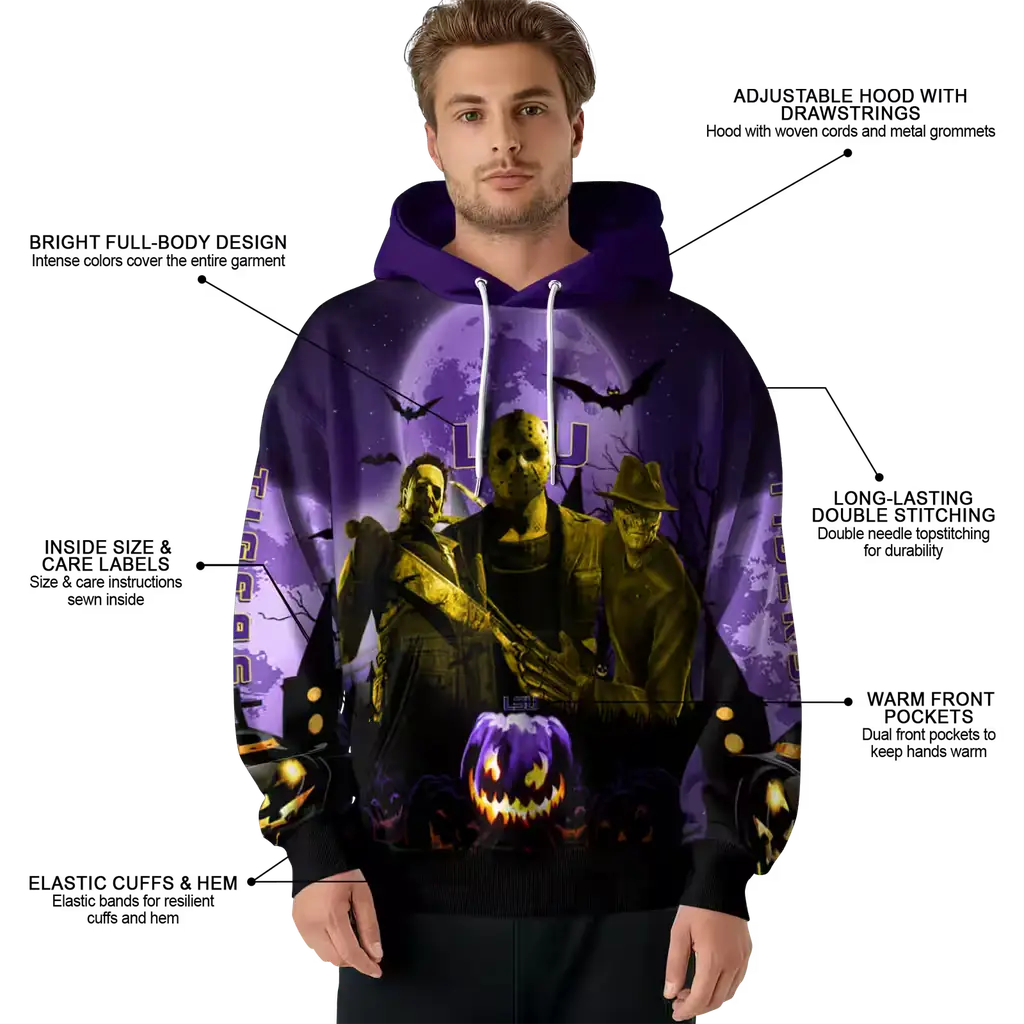 lsu tigers halloween vibes purple black hoodie latest model lsu tigers halloween vibes purple black hoodie latest model