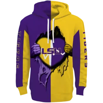lsu tigers heartbeat graphic purple hoodie best selling