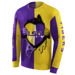 lsu tigers heartbeat graphic purple hoodie best selling