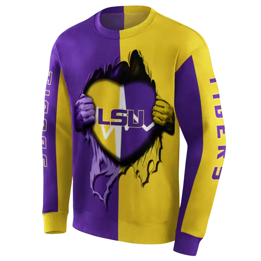lsu tigers heartbeat graphic purple hoodie new arrival lsu tigers heartbeat graphic purple hoodie new arrival