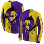 lsu tigers heartbeat graphic purple hoodie best selling