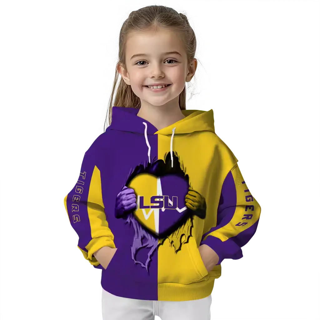 lsu tigers heartbeat graphic purple hoodie top rated lsu tigers heartbeat graphic purple hoodie top rated