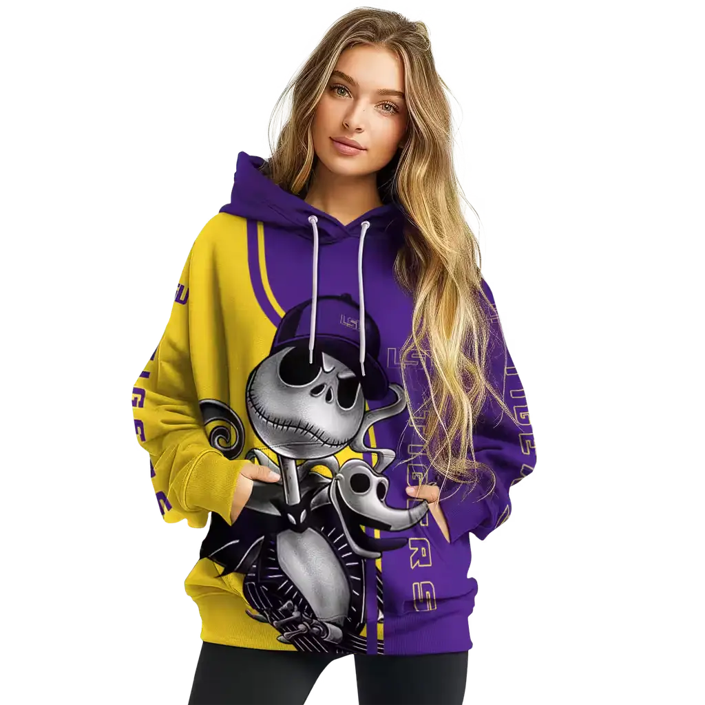 lsu tigers jack skellington purple hoodie high quality lsu tigers jack skellington purple hoodie high quality