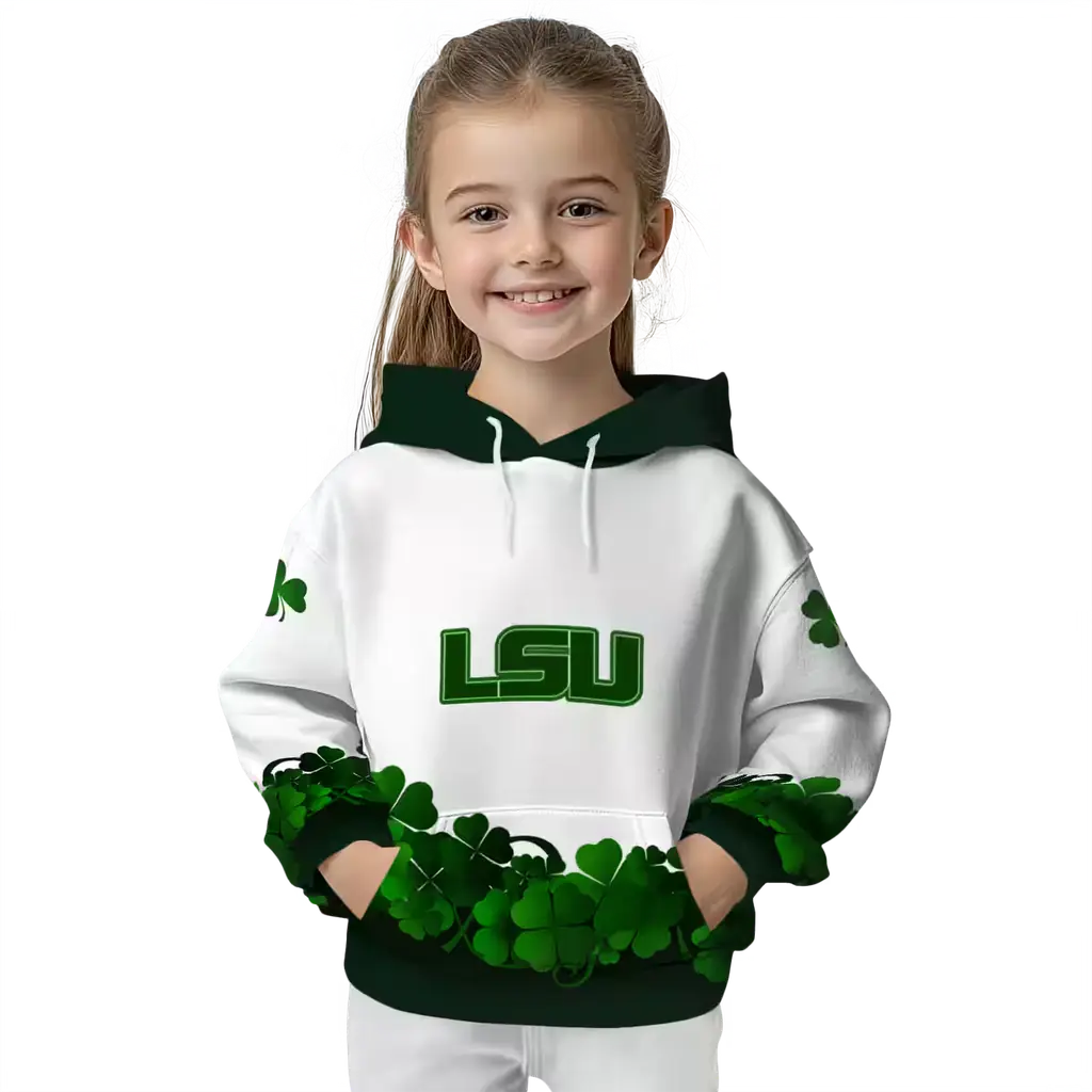 lsu tigers lucky motif white green hoodie top rated lsu tigers lucky motif white green hoodie top rated