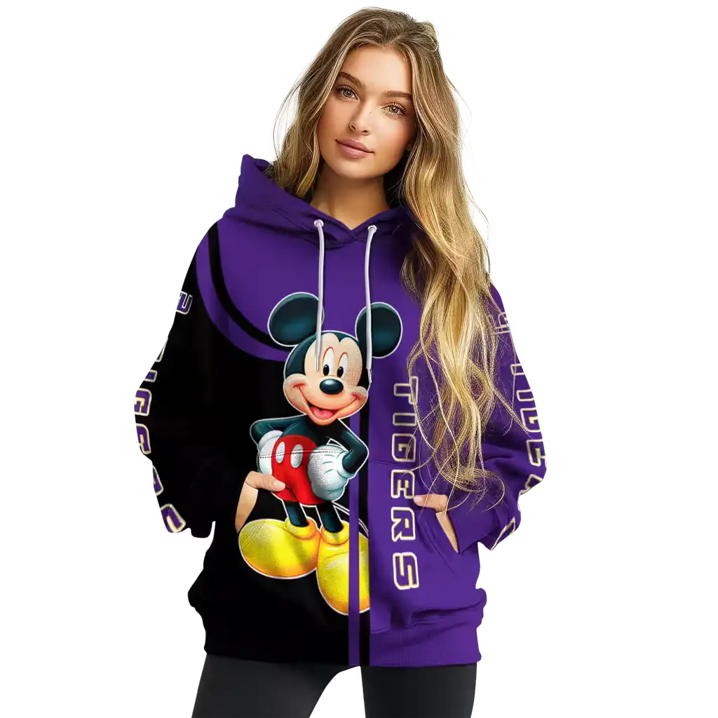 lsu tigers mickey mouse purple black hoodie high quality lsu tigers mickey mouse purple black hoodie high quality