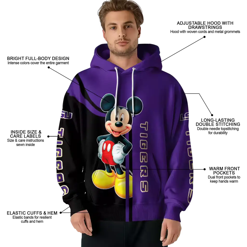 lsu tigers mickey mouse purple black hoodie latest model lsu tigers mickey mouse purple black hoodie latest model