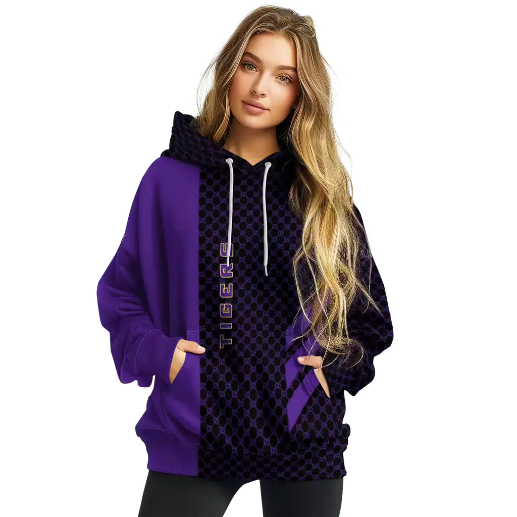lsu tigers monogram pattern purple hoodie high quality lsu tigers monogram pattern purple hoodie high quality