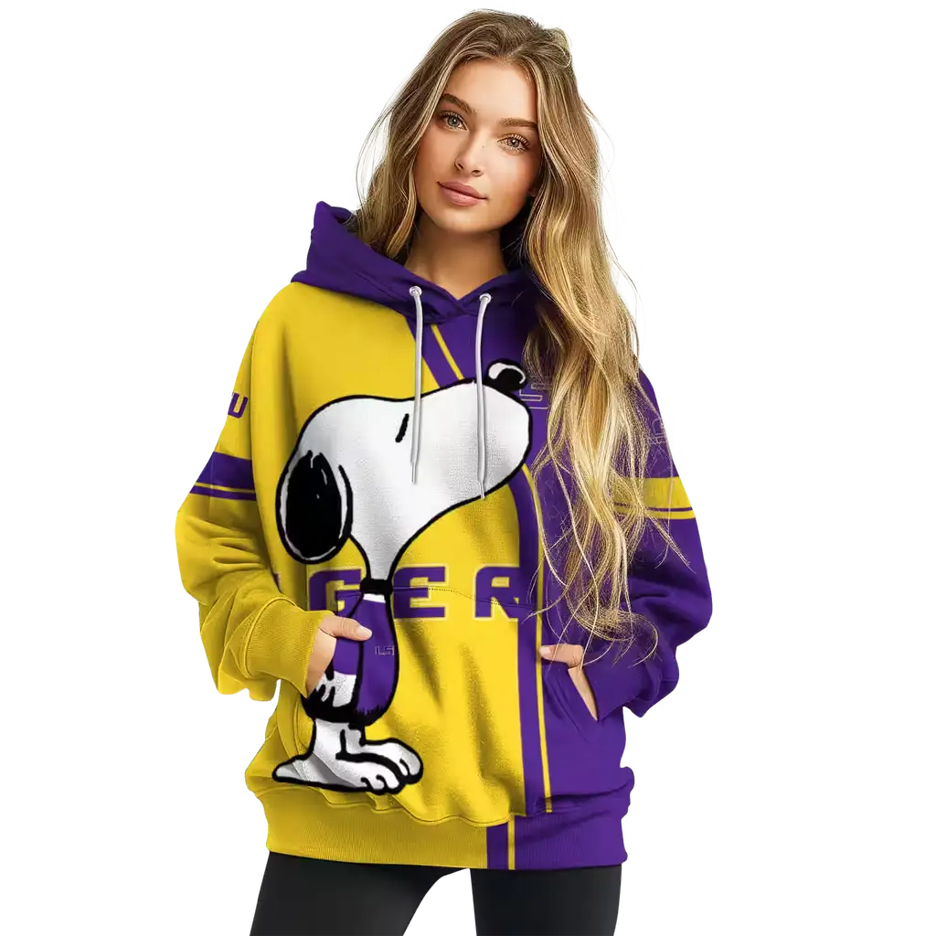 lsu tigers playful snoopy purple hoodie high quality lsu tigers playful snoopy purple hoodie high quality