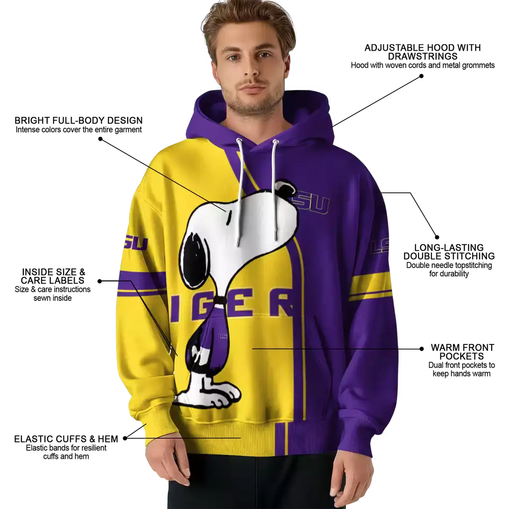 lsu tigers playful snoopy purple hoodie latest model lsu tigers playful snoopy purple hoodie latest model