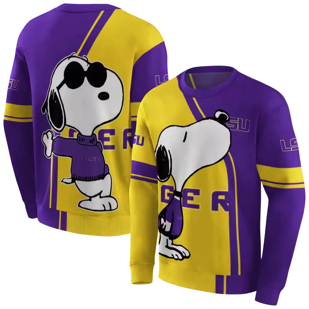 lsu tigers playful snoopy purple hoodie premium grade lsu tigers playful snoopy purple hoodie premium grade