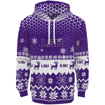 lsu tigers reindeer motif purple hoodie best selling