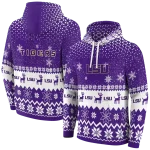 lsu tigers reindeer motif purple hoodie best selling