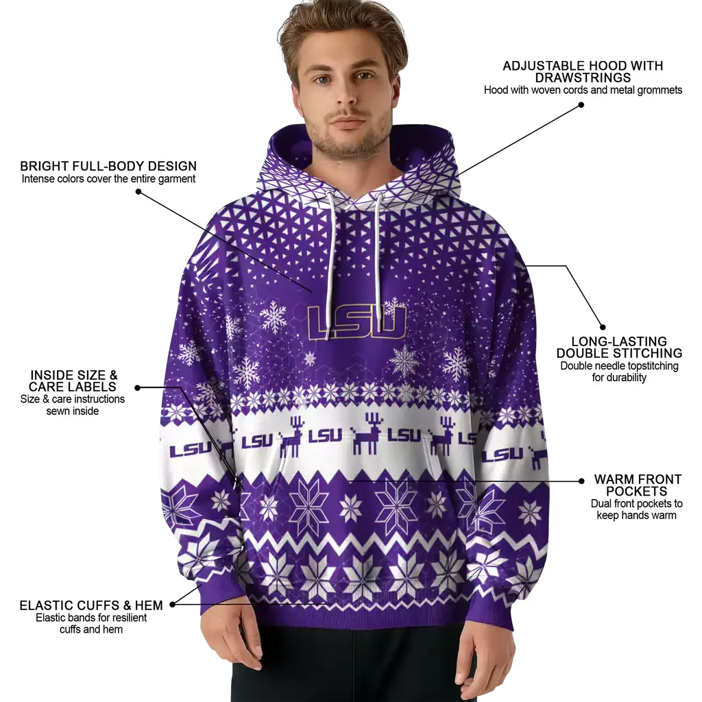 lsu tigers reindeer motif purple hoodie latest model lsu tigers reindeer motif purple hoodie latest model