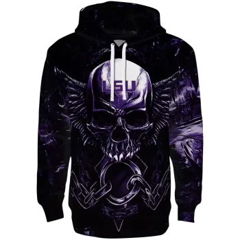 lsu tigers skull artwork purple black hoodie best selling