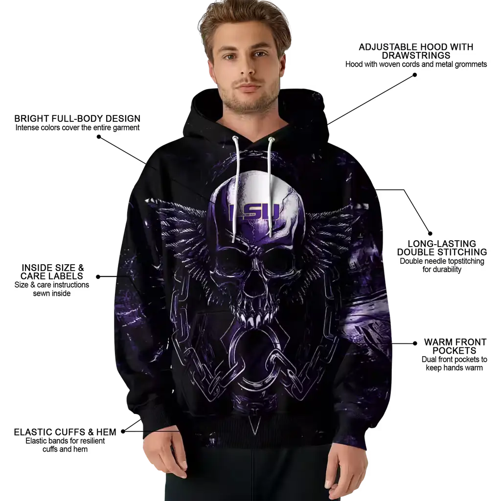 lsu tigers skull artwork purple black hoodie latest model lsu tigers skull artwork purple black hoodie latest model