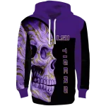 lsu tigers skull motif purple black hoodie best selling