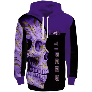 lsu tigers skull motif purple black hoodie best selling