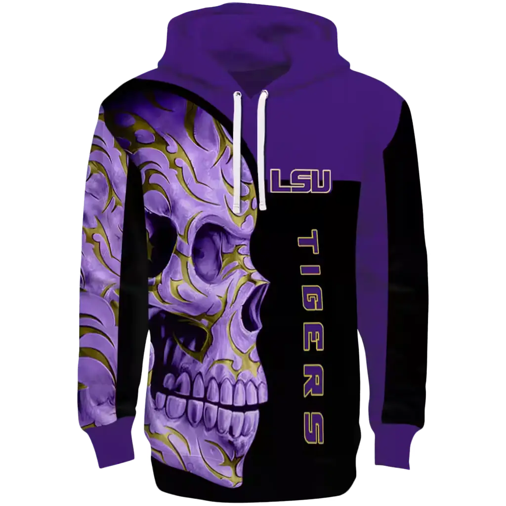 lsu tigers skull motif purple black hoodie best selling lsu tigers skull motif purple black hoodie best selling