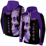 lsu tigers skull motif purple black hoodie best selling