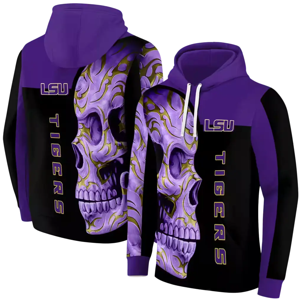 lsu tigers skull motif purple black hoodie fashion forward lsu tigers skull motif purple black hoodie fashion forward