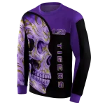 lsu tigers skull motif purple black hoodie best selling