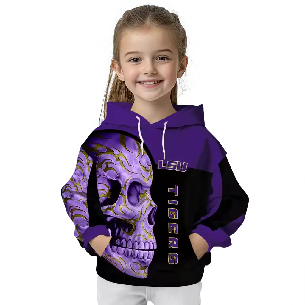 lsu tigers skull motif purple black hoodie top rated lsu tigers skull motif purple black hoodie top rated