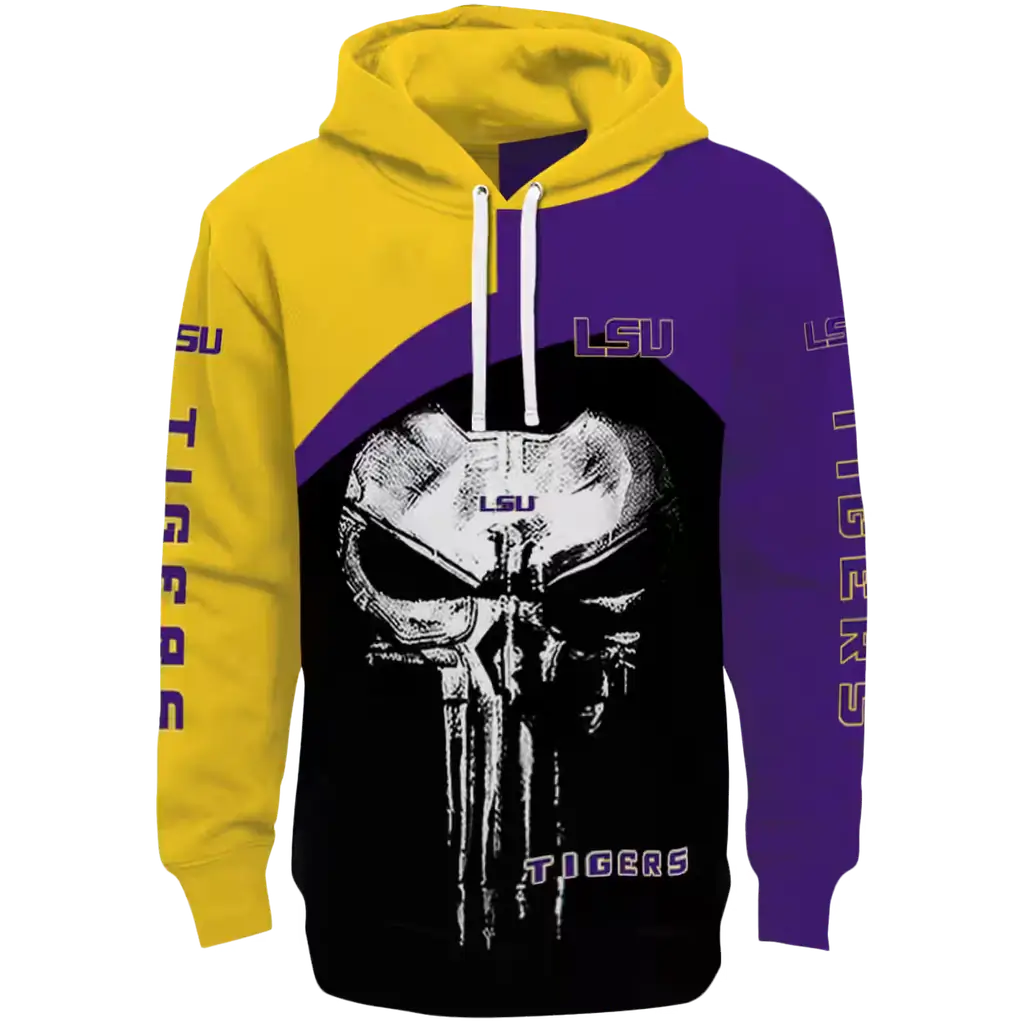 lsu tigers skull punisher gold black hoodie best selling lsu tigers skull punisher gold black hoodie best selling