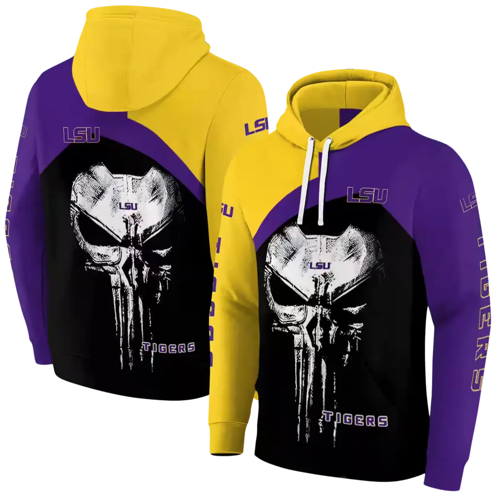 lsu tigers skull punisher gold black hoodie fashion forward lsu tigers skull punisher gold black hoodie fashion forward