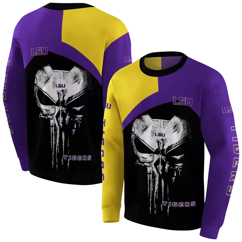 lsu tigers skull punisher gold black hoodie premium grade lsu tigers skull punisher gold black hoodie premium grade