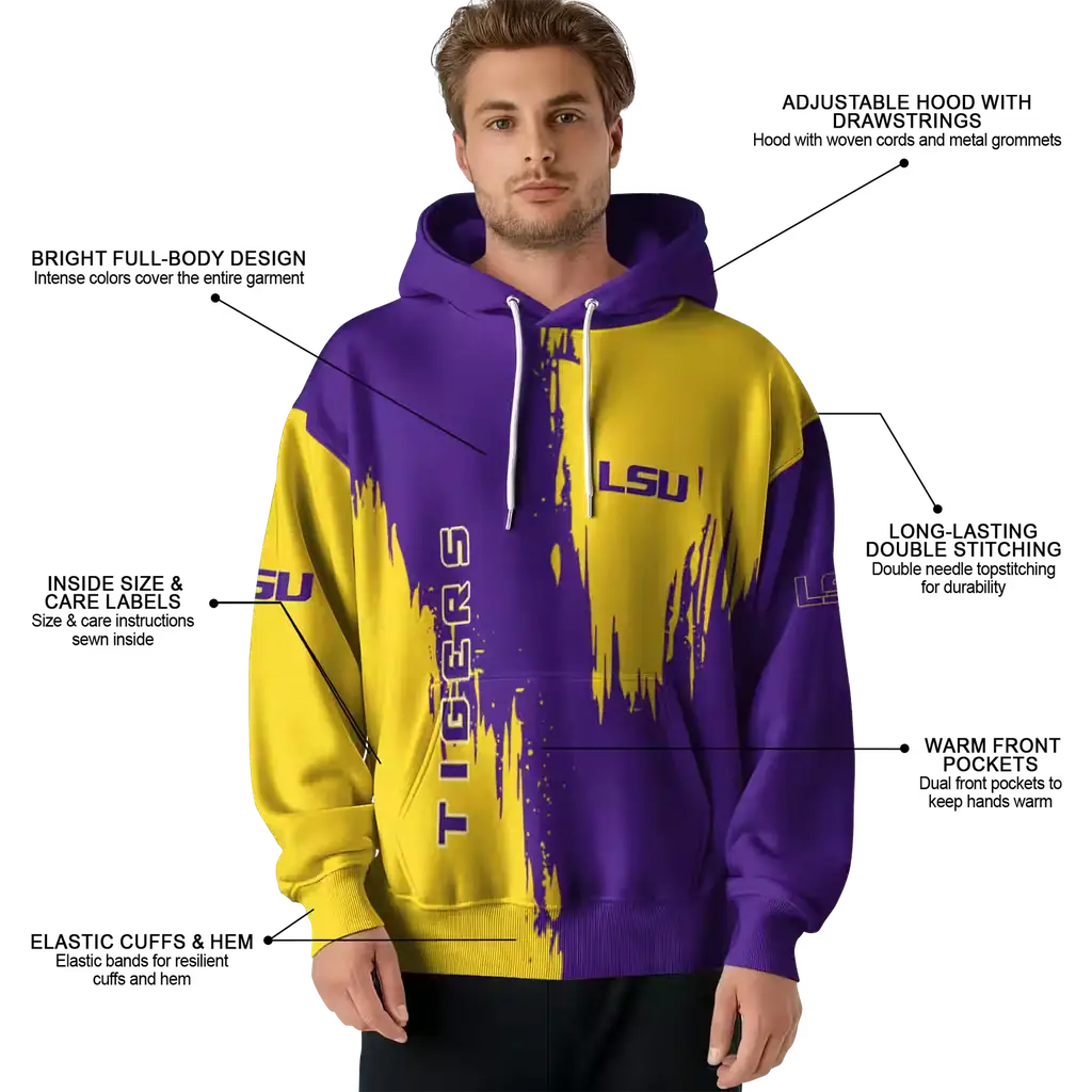 lsu tigers splatter effect purple hoodie latest model lsu tigers splatter effect purple hoodie latest model