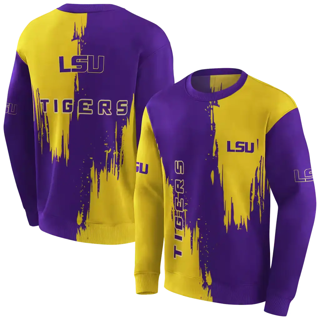 lsu tigers splatter effect purple hoodie premium grade lsu tigers splatter effect purple hoodie premium grade