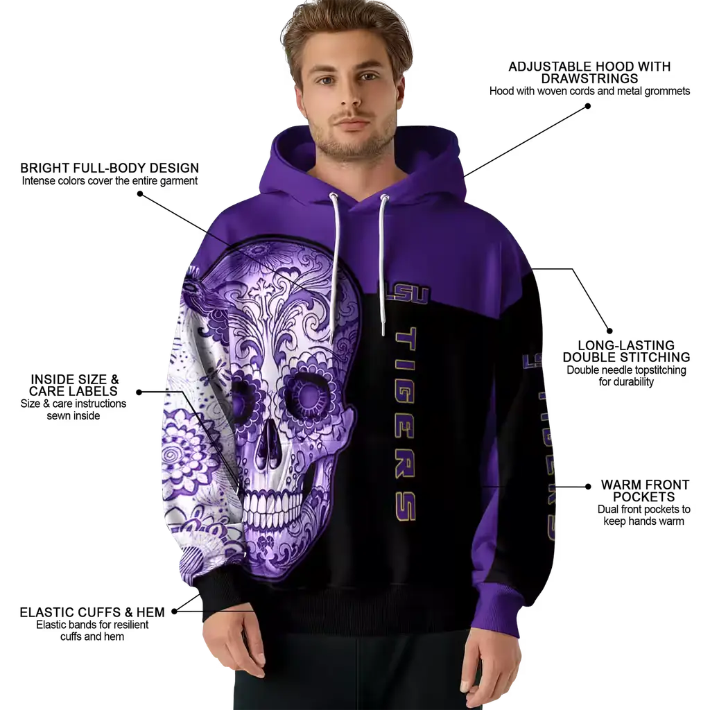 lsu tigers sugar skull purple black hoodie latest model lsu tigers sugar skull purple black hoodie latest model