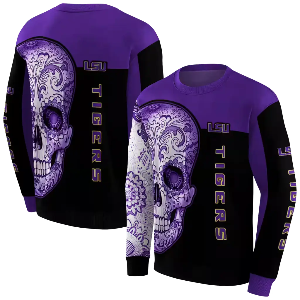 lsu tigers sugar skull purple black hoodie premium grade lsu tigers sugar skull purple black hoodie premium grade